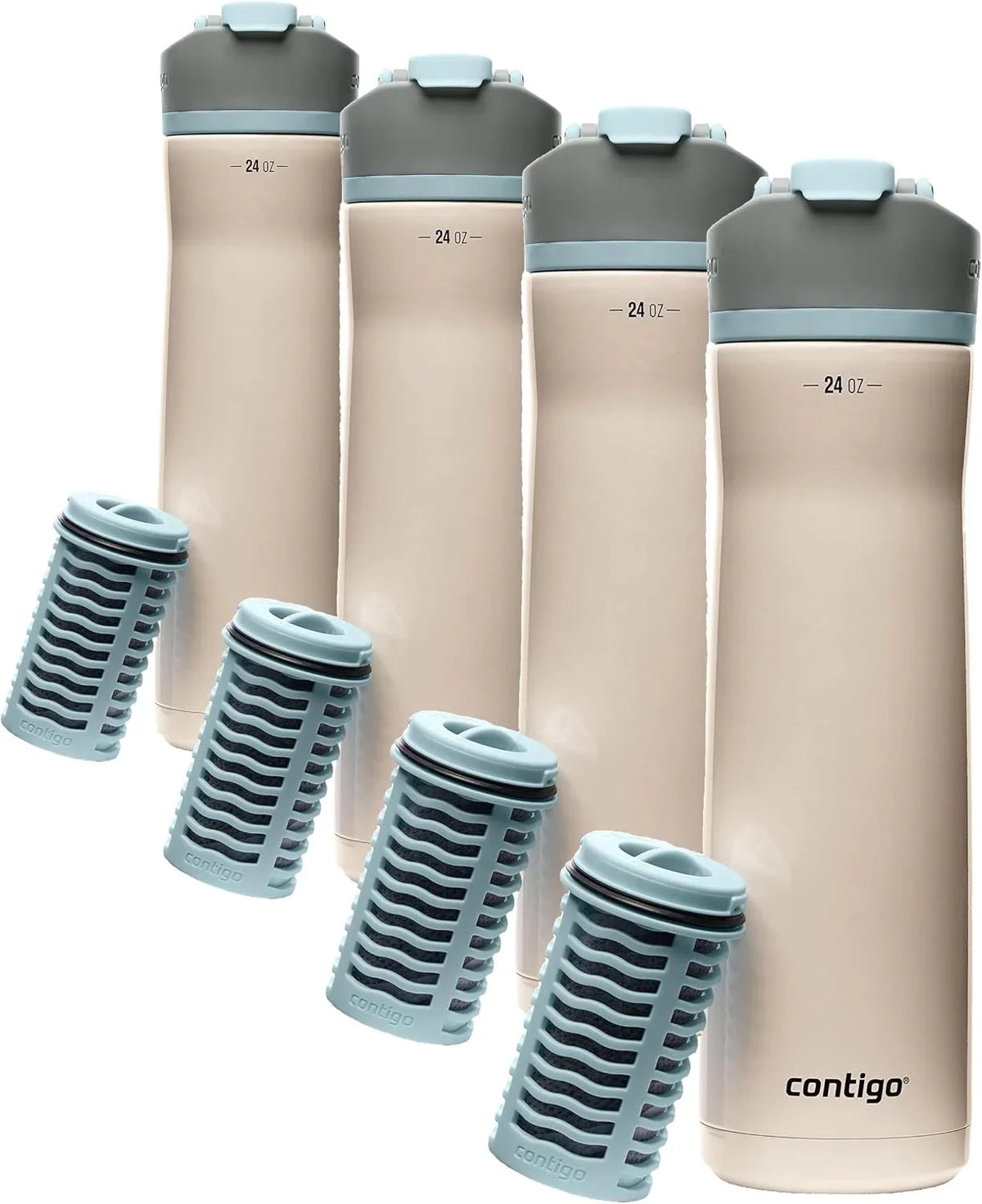 Contigo Clybourn Chill Stainless Steel Filter Water Bottle, 24 oz, Salt