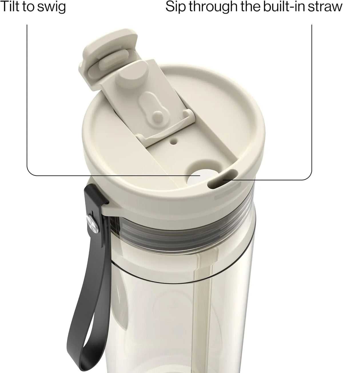 Contigo DualSip 24 oz Tritan Plastic Water Bottle with Carry Strap & 2-in-1 Leakproof Lid (Straw or Spout), BPA-Free, Dishwasher Safe
