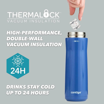 Contigo Jackson Chill Drink Bottle, Large BPA-Free Stainless Steel, 100% Leakproof, Keeps Drinks Cool Up to 24 Hours; Insulated Bottle for Sports, Cycling, Jogging, Hiking, 590 ml