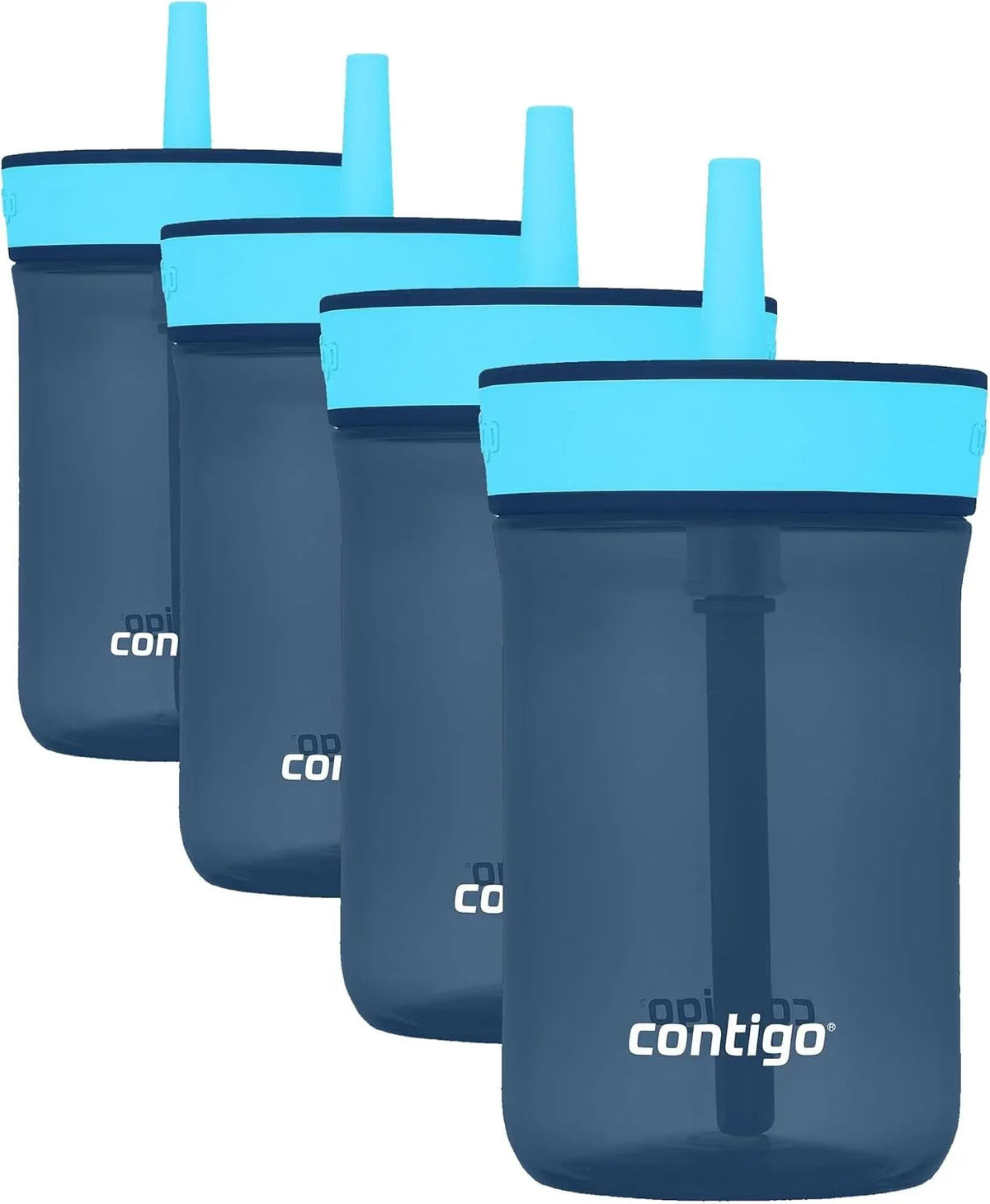 Contigo Kids’ Leighton Straw Tumbler with Spill-Proof Leak-Proof Lid 14oz Juniper/Blue Forest