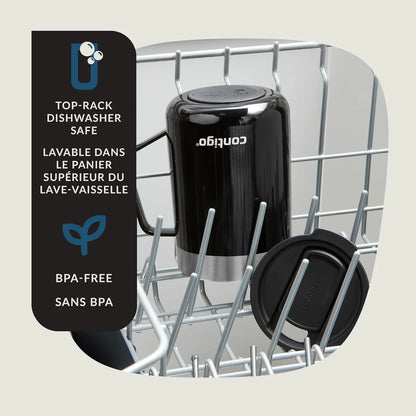 Contigo Streeterville Stainless Steel Mug with Handle and Splash-Proof Lid, Vacuum-Insulated Metal Cup for Coffee and Tea with Handle and Grip Base to Prevent Slipping, Licorice, 14 oz (414 mL)
