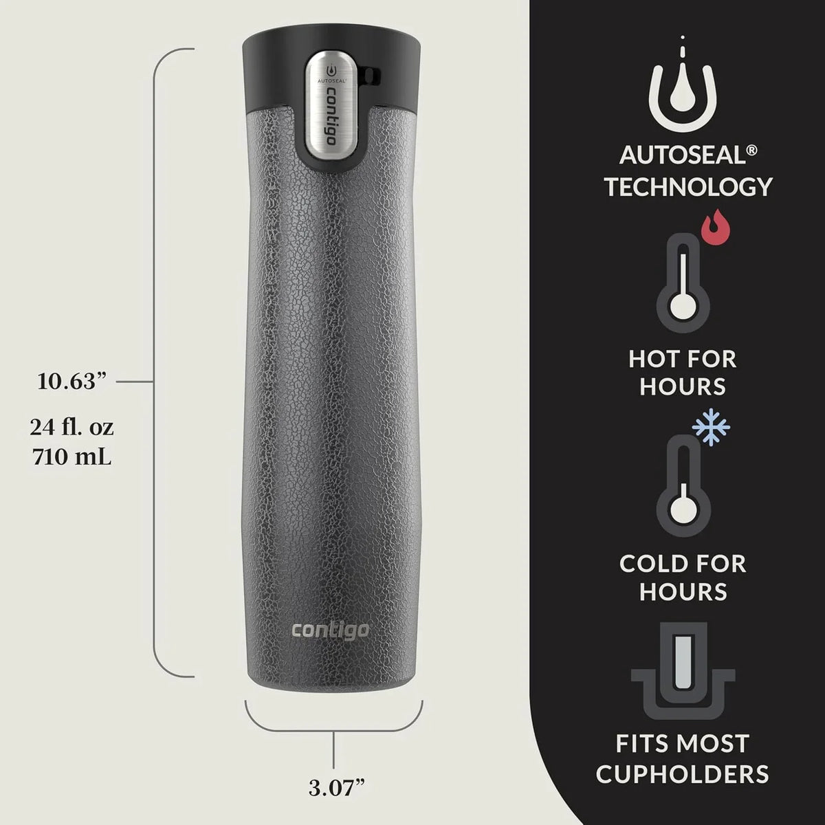 Contigo AUTOSEAL West Loop Vacuum-Insulated Stainless Steel Travel Mug with Easy-Clean Lid 24 oz Crystal Agave