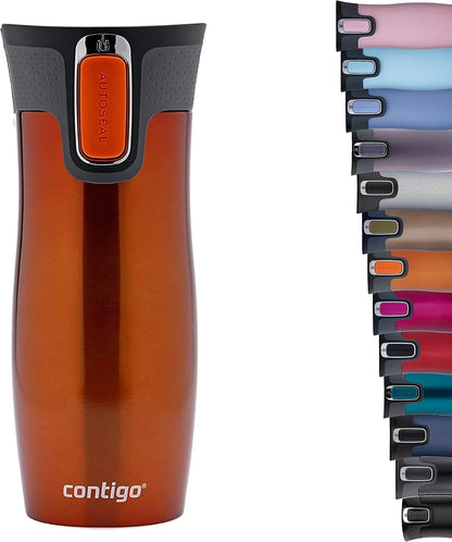 Contigo West Loop Autoseal Travel Mug, Stainless Steel Thermal Mug, Vacuum Flask, Leakproof Tumbler, Coffee Mug with BPA-Free Easy-Clean Lid