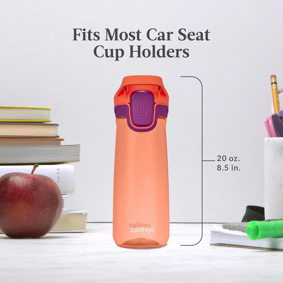 Contigo Autoseal Water Bottle, 20 oz, Coral/Grape